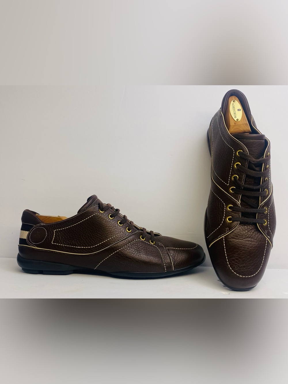Bally Anika Brown Leather Sneakers Mens 10.5 Never Worn Italy